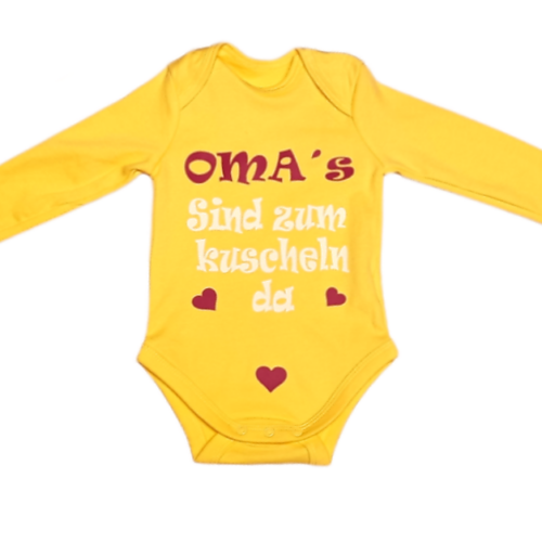 Langarmbody "Oma´s sind zum Kuscheln da" Gelb