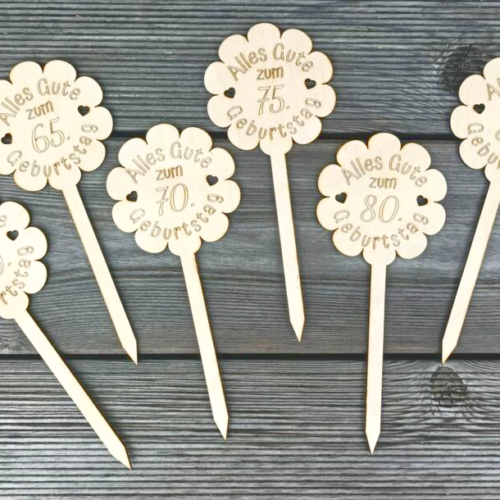 Blumenstecker "Alles Gute zum Geburtstag!" Blumenform