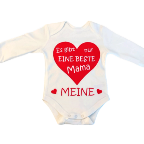Langarmbody "Es gibt nur eine beste Mama" Cremeweiß