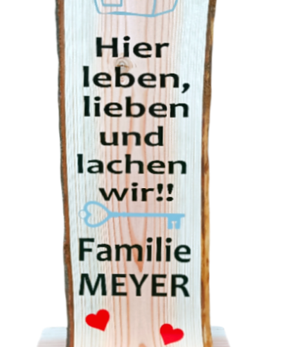 Türsäule "Hier leben, lieben & lachen wir!"