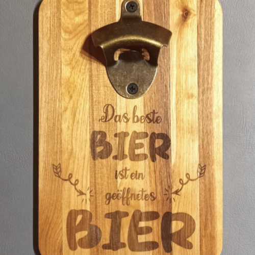 Bierflaschenöffner "Schildform" Das beste Bier ist ein geöffnetes Bier"