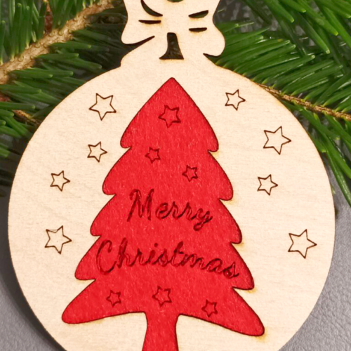 Baum oder Geschenkanhänger mit Filzeinsatz rund mit Baum