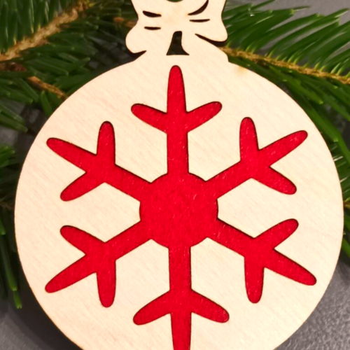 Baum oder Geschenkanhänger mit Filzeinsatz rund mit Schneeflocke