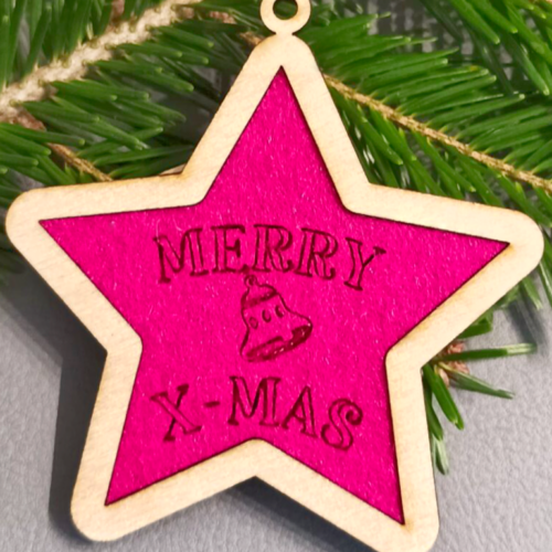 Baum oder Geschenkanhänger mit Filzeinsatz Stern
