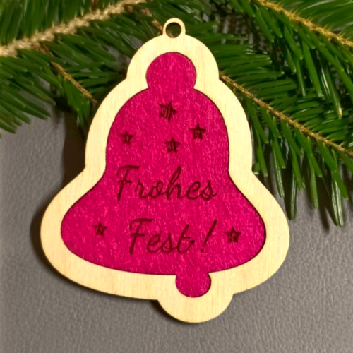 Baum oder Geschenkanhänger mit Filzeinsatz Glocke