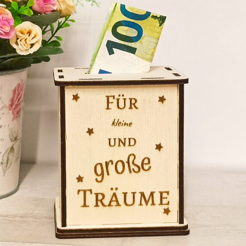 Spardose Holz "Für kleine und große Träume"