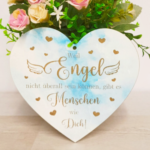 Spruchschild Herz "Weil Engel nicht überall sein können..."