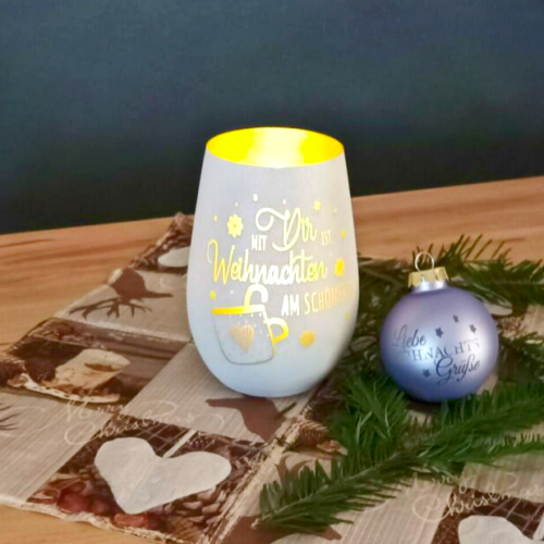 Windlicht "Mit dir ist Weihnachten am schönsten"