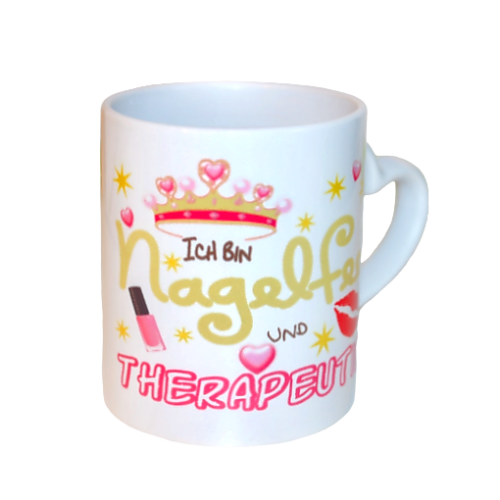 Tasse "Ich bin Nagelfee und Therapeutin" mit Herzgriff