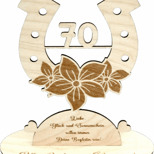 Hufeisen zum Geburtstag mit halbrunden Sockel