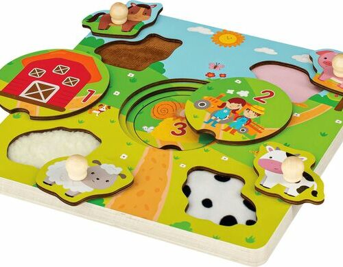 SpielMaus Holz Fühlpuzzle Farmtiere, 6-teilig
