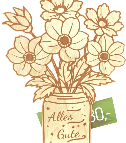 Gutscheinhalter "Alles Gute" Blumenvase