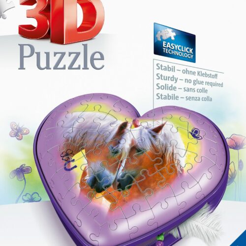 Puzzle Herzschatulle - Pferde 3D